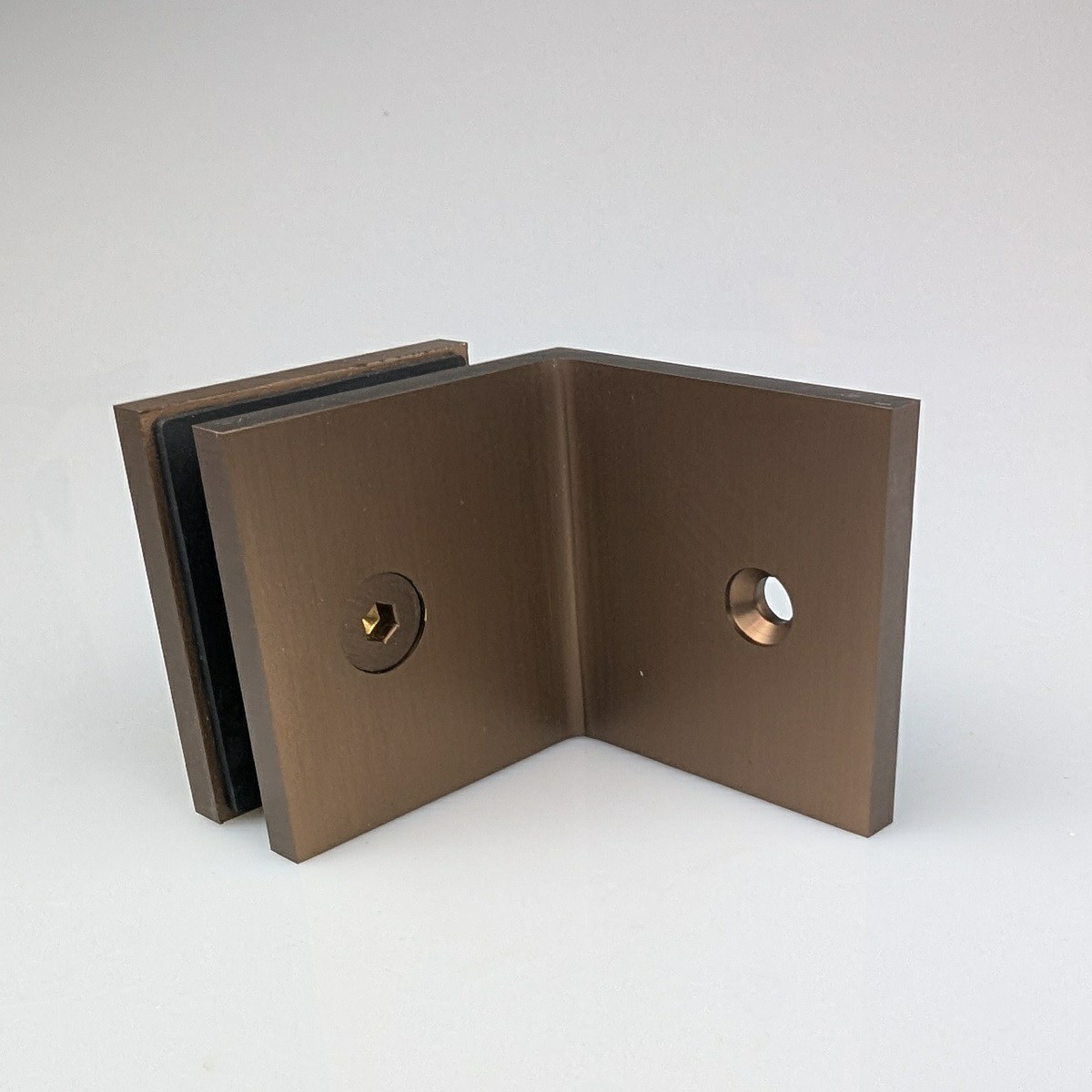 Fixed Bracket - Square 90 Degree Glass to Wall - Bronze